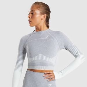 Gymshark Amplify Long Sleeve Crop Top Grey
